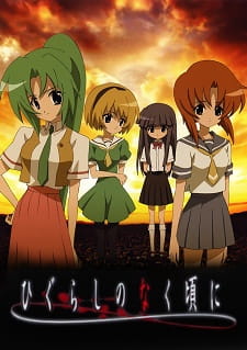 Higurashi anime main image with all main characters.